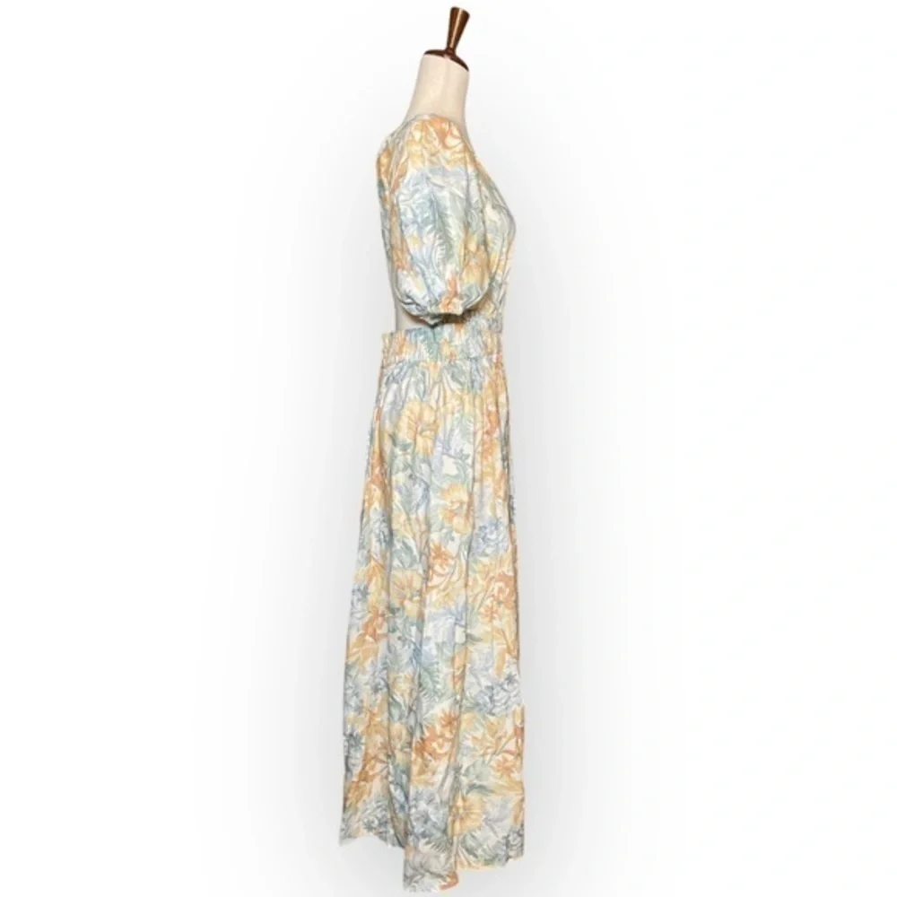 Significant Other Elina Maxi Dress Island Bouquet Floral Linen Open Back NWT 8 - Picture 6 of 14